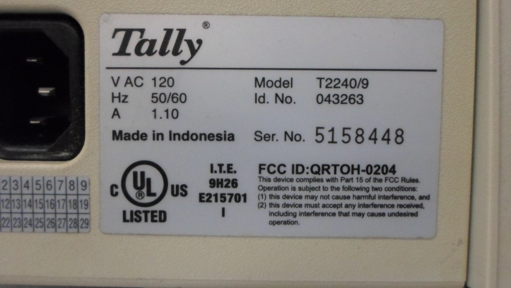 Tally T2240 T22409 T2240/9 Dot Matrix Printer TESTED