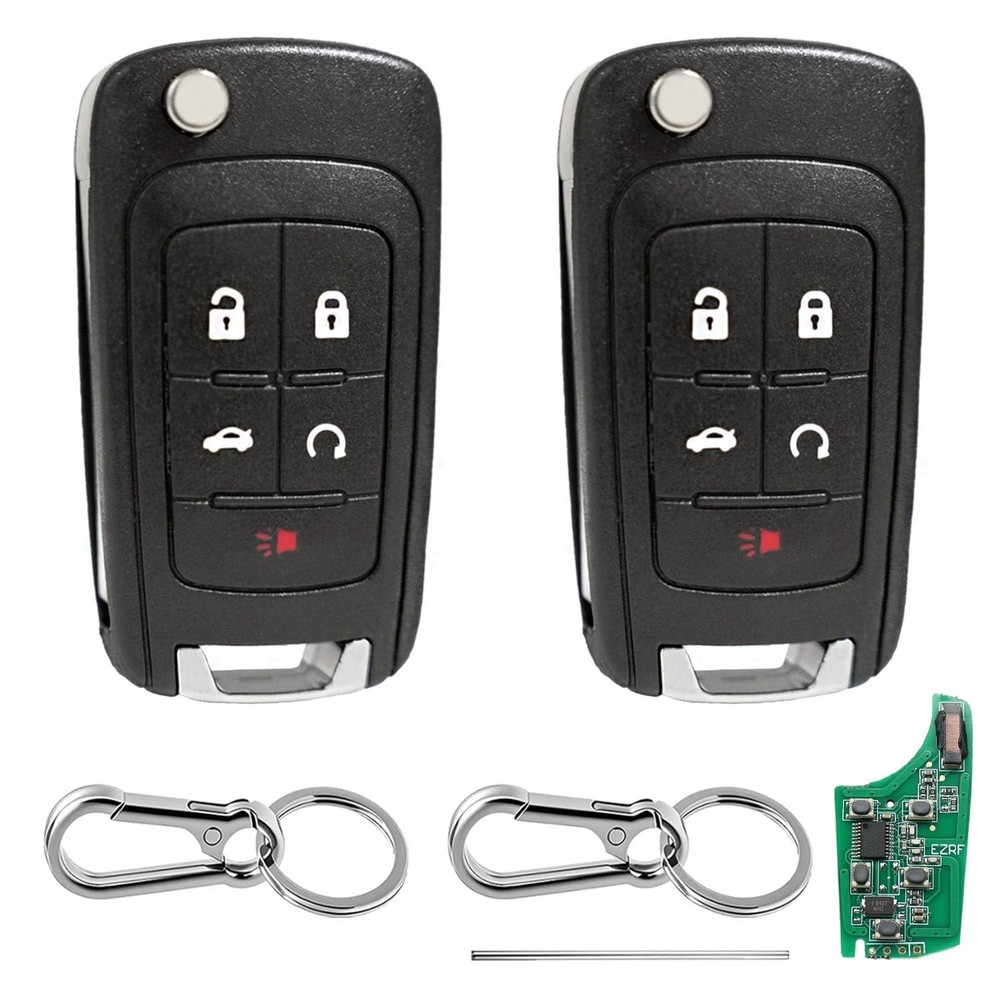 5 Button Keyless Entry Remote Control Flip Key Fob Replacement for Chevy Cruz...