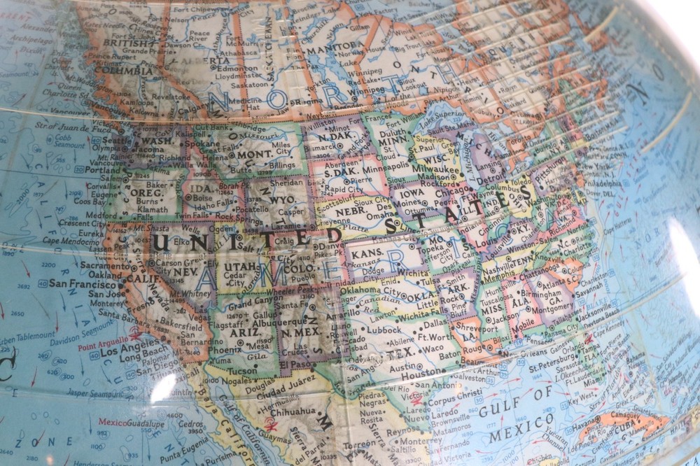 National Geographic Globe on Plastic Base circa 1965