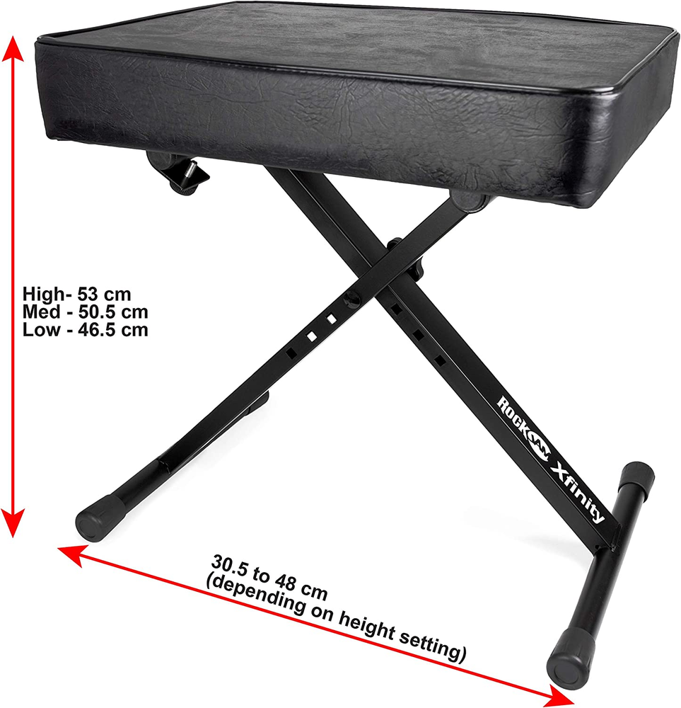 KB100 Adjustable Padded Keyboard Bench X-Style Black