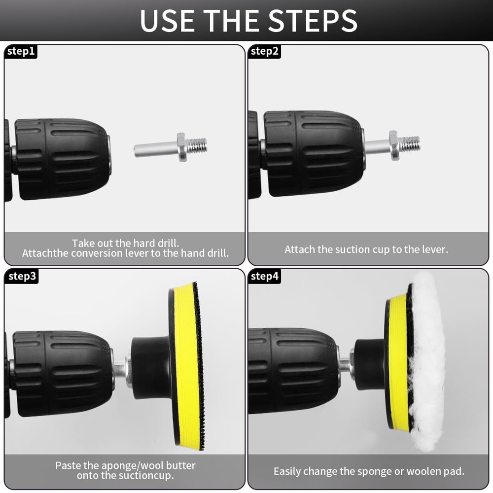 Quadafy 7 Piece 3 Inch Wool Buffing Pad, Drill Buffer 7 3