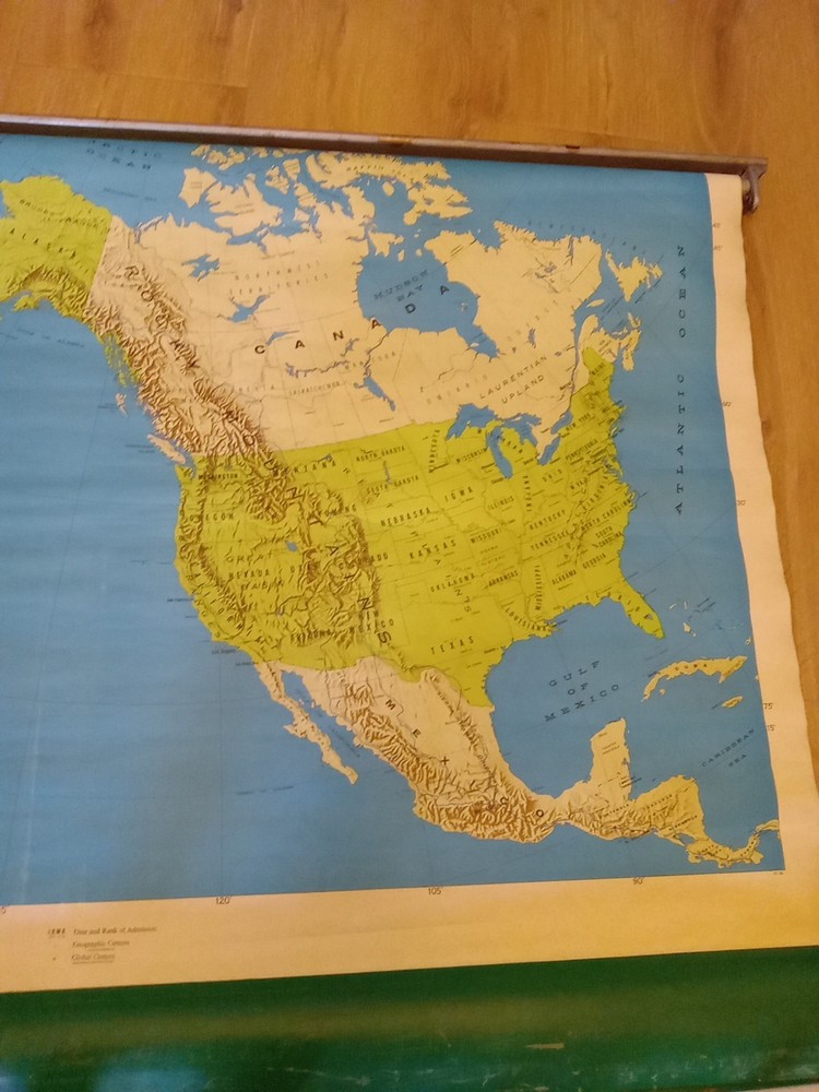 Vintage Pull Down School House Map