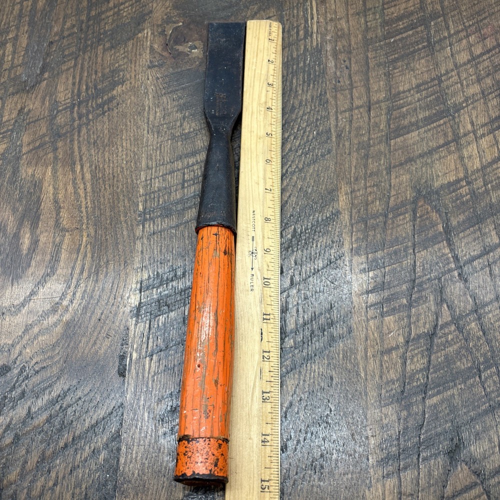 Vintage 15” Ashok Orange Handle Sheffield Chisel
