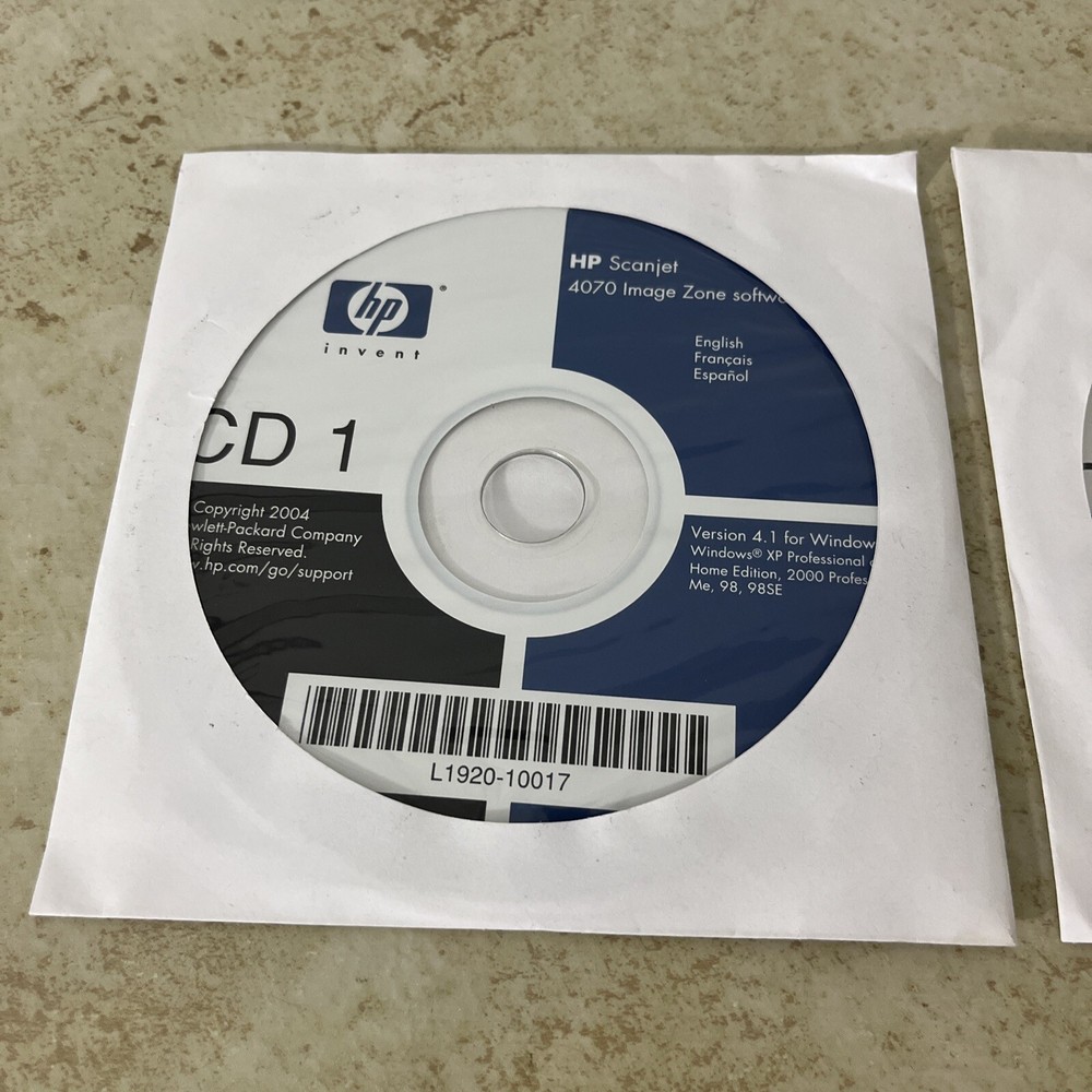 HP Scanjet 4070 Image Zone Software CD-ROM for Windows 2 Disc