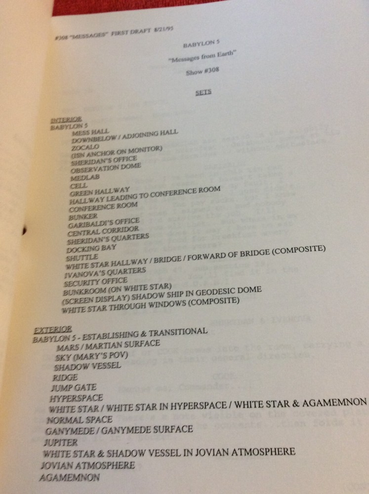 ORIGINAL SCRIPT BABYLON 5 MESSAGES FROM EARTH #308 JERRY DOYLE MICHAEL O'HARE