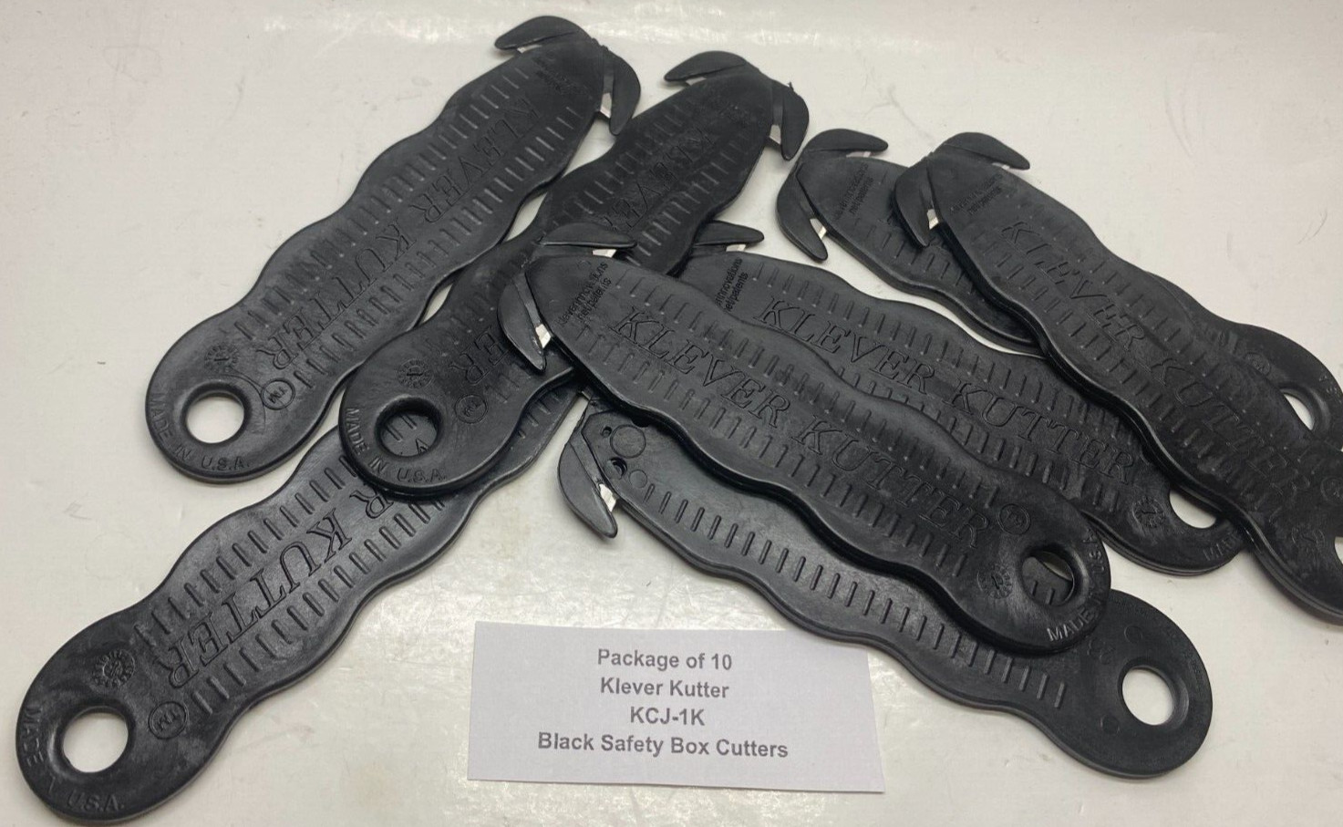 (Qty 10) Klever Kutter KCJ-1K Black Safety Box Cutters - Prepaid Shipping