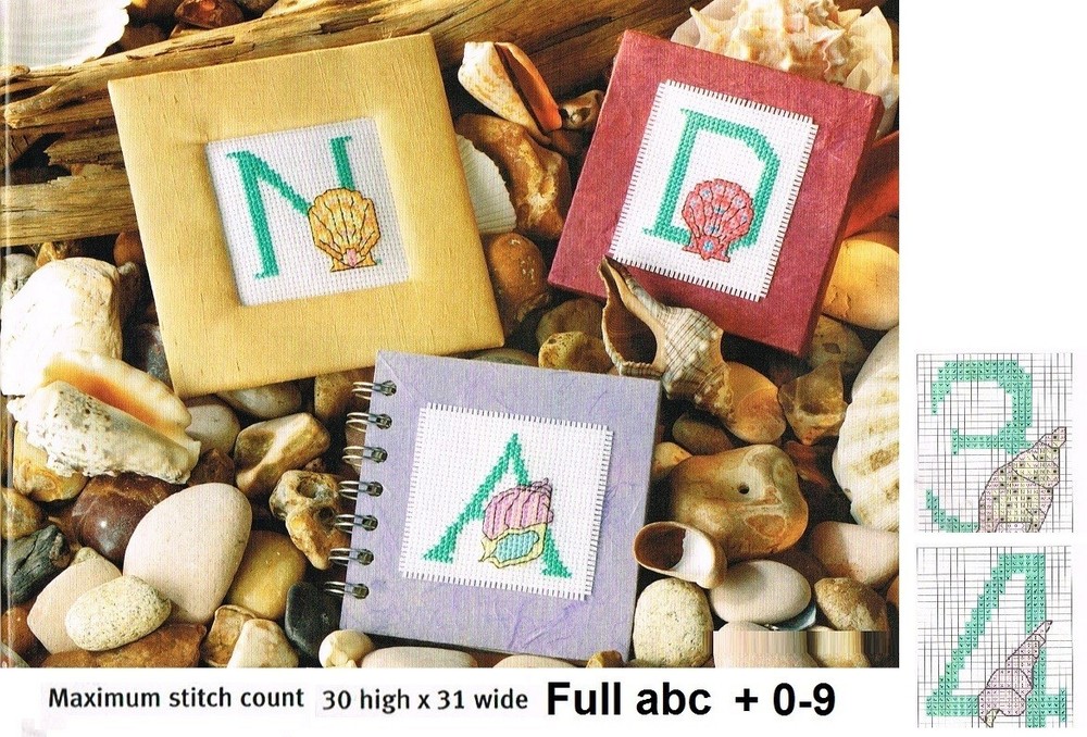 SEASHELL ABC + NUMBERS  CROSS STITCH PATTERN ONLY   EK -  SV