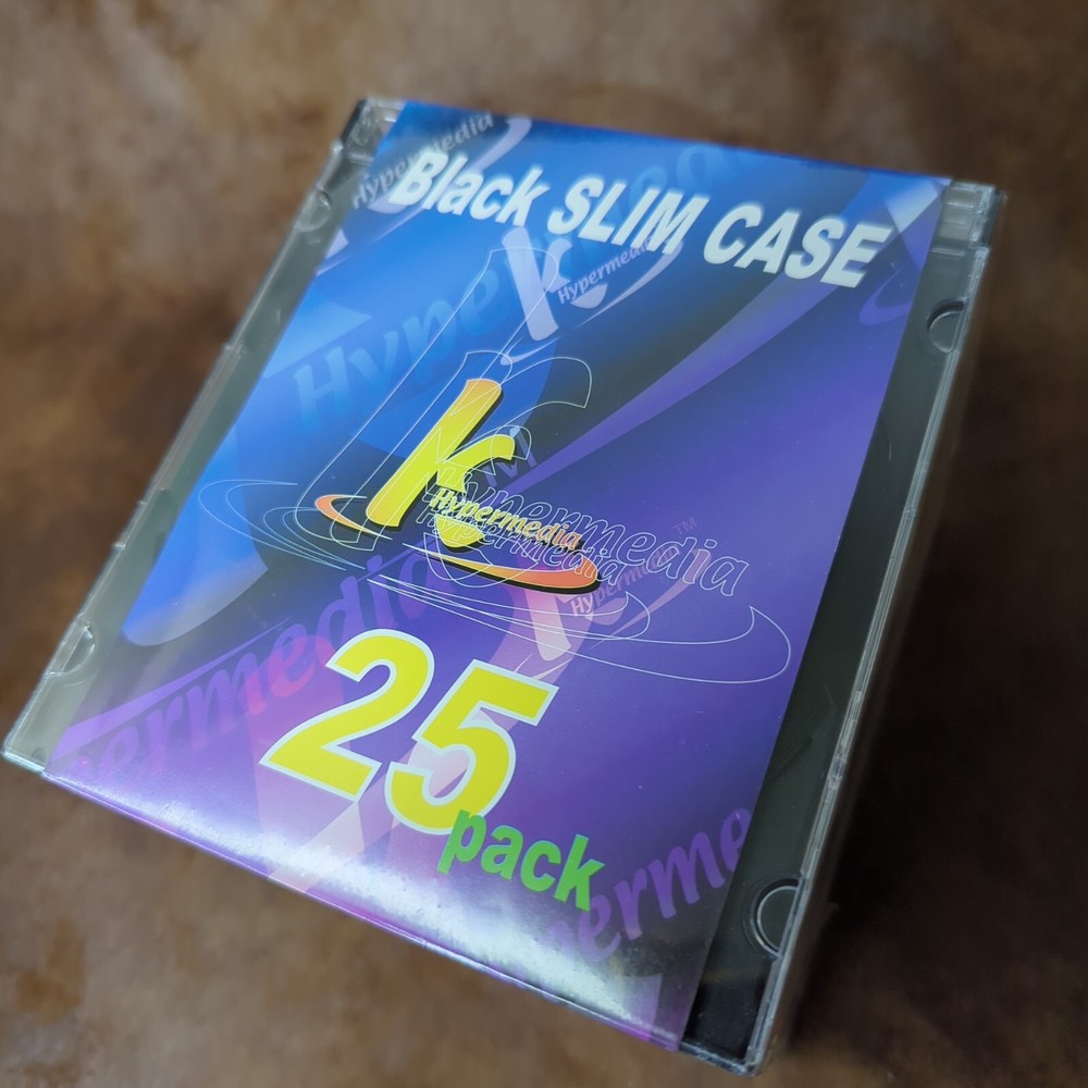 K Hypermedia Black Slim CD Cases 25 Pack Sealed