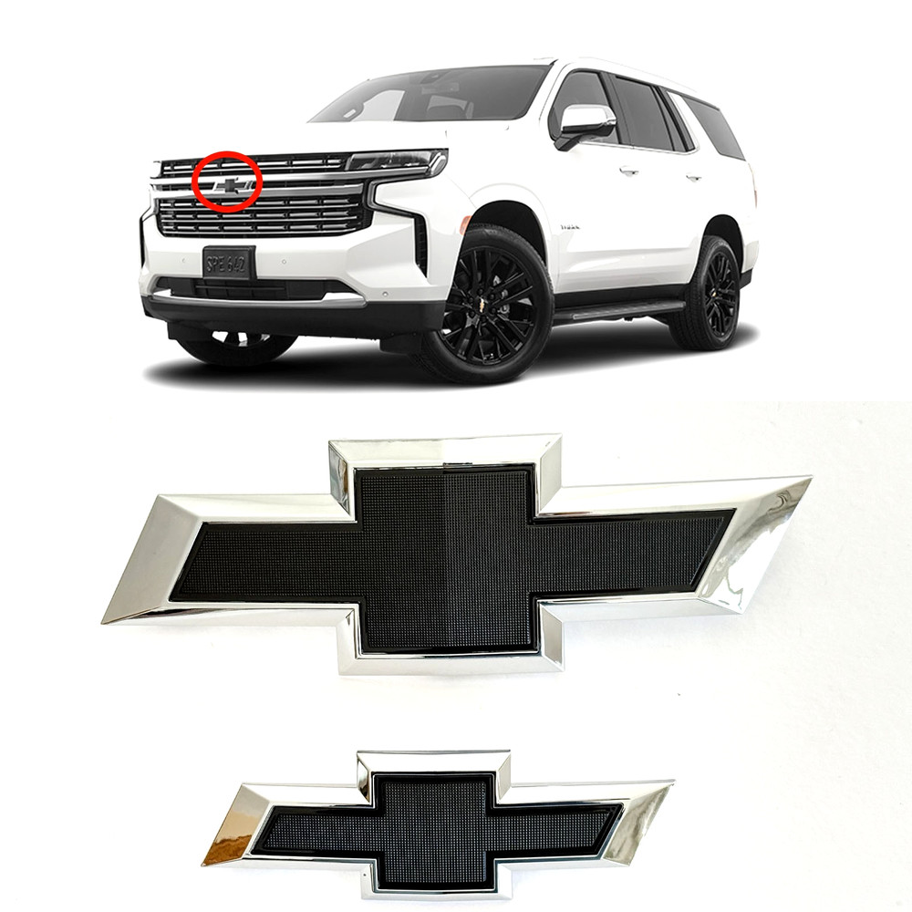 New 2021-2025 Suburban Tahoe Front & Rear  Chrome Bowtie Emblems Kit OEM