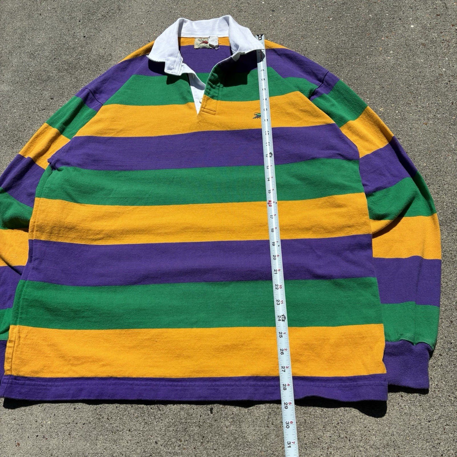 Perlis Mardi Gras Rugby Shirt Men's Medium Purple Striped USA