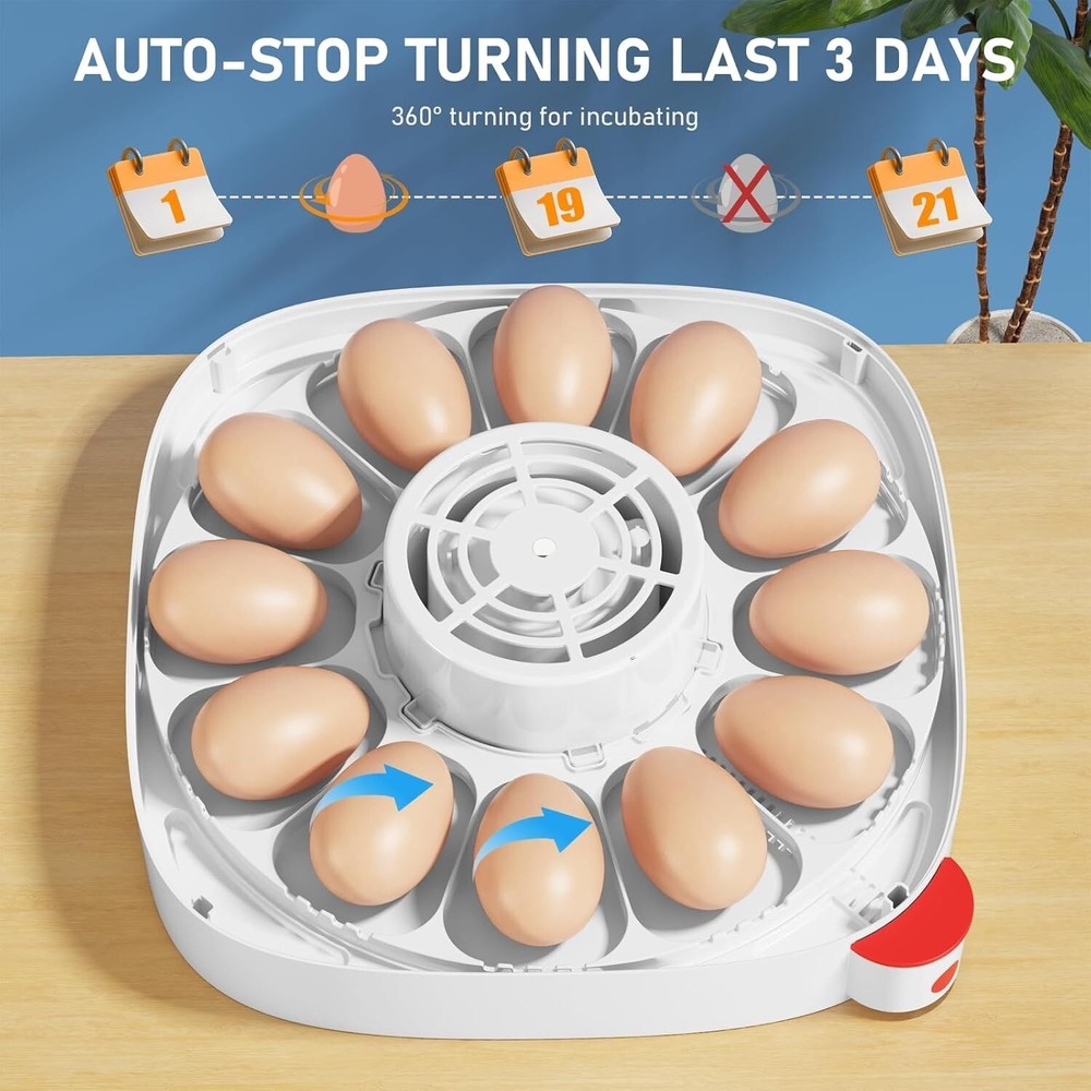 12 Egg Incubators for Hatching Eggs with Automatic Turning/Temperature Control