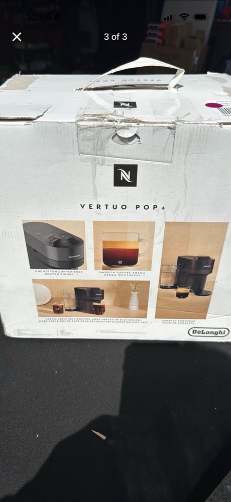 Nespresso Vertuo Pop+ Capsule Coffee Machine Black One Button Convenience