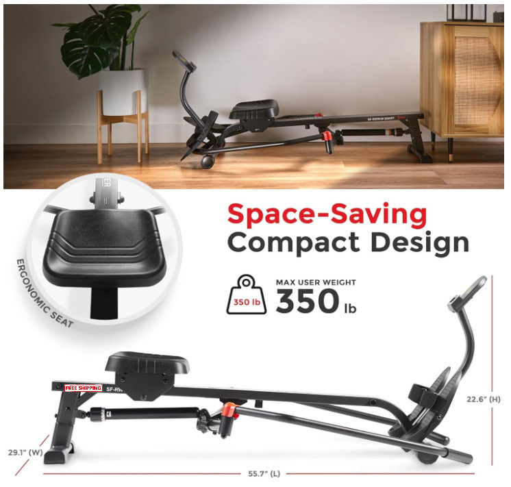 Smart Compact Full Motion Rowing Machine, Full-Body Workout, Low-Impact