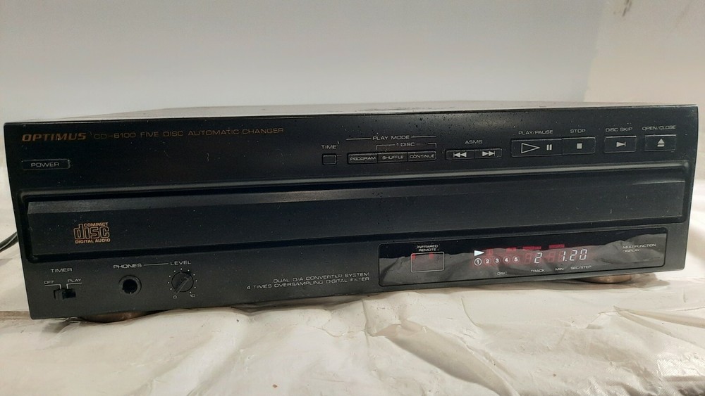 Optimus CD-6100 5-CD Automatic Carousel Disc Changer Tested works 100%