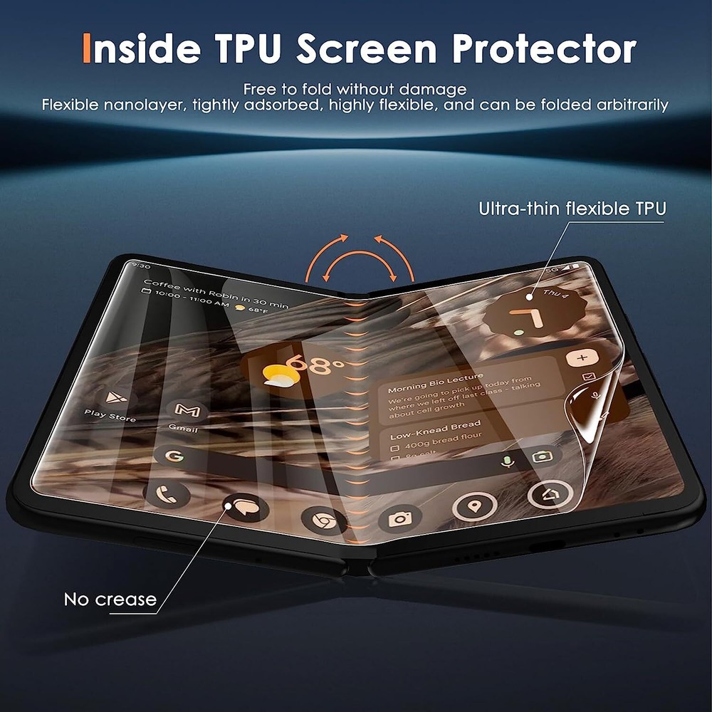For Google Pixel Fold Outer Screen Glass Film & Inside Soft TPU Screen Protector