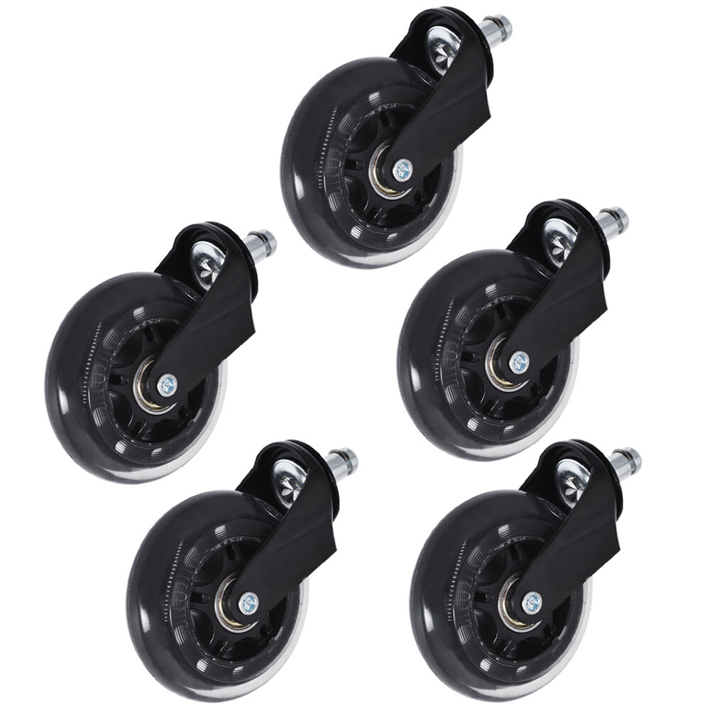Set of 5 3 inch Office Chair Caster Rubber Swivel Wheels Replacement Heavy Duty