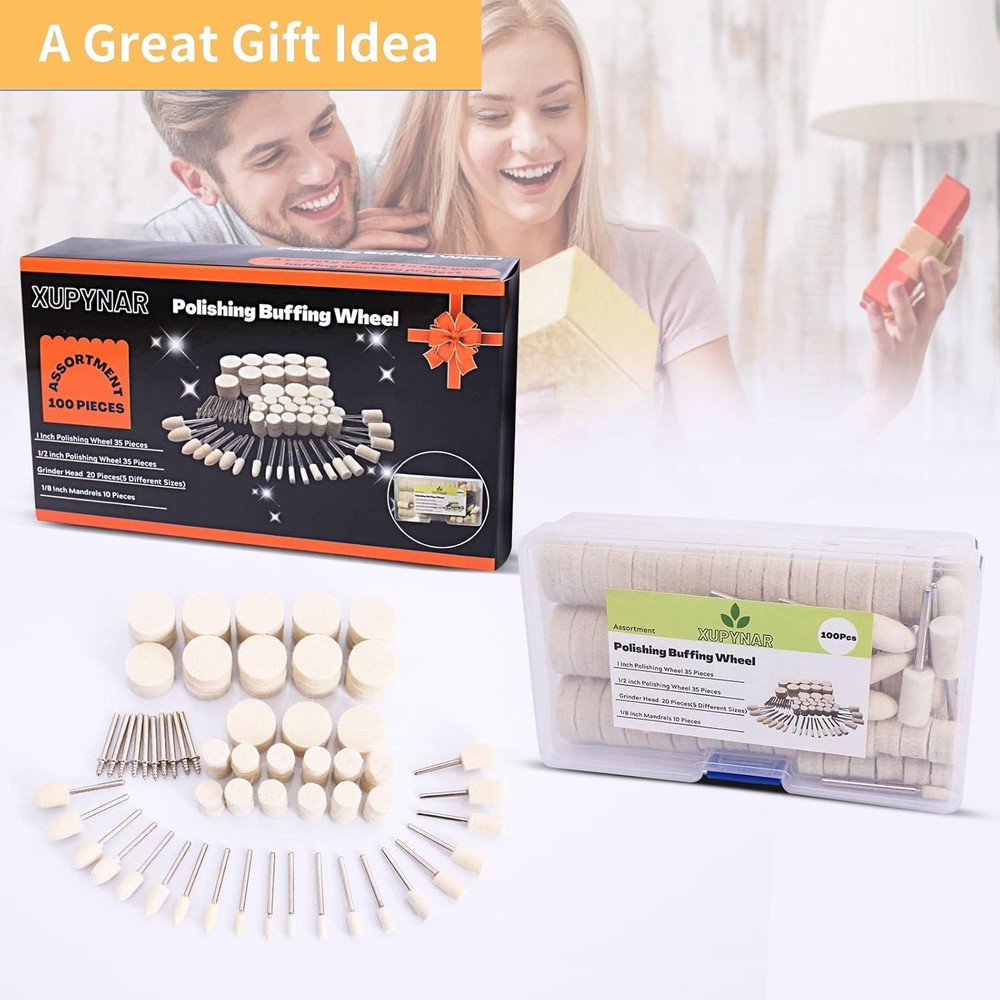 Complete 100 PCS Dremel Buffing Wheel Set - Multi-Shape for Every Polishing Task