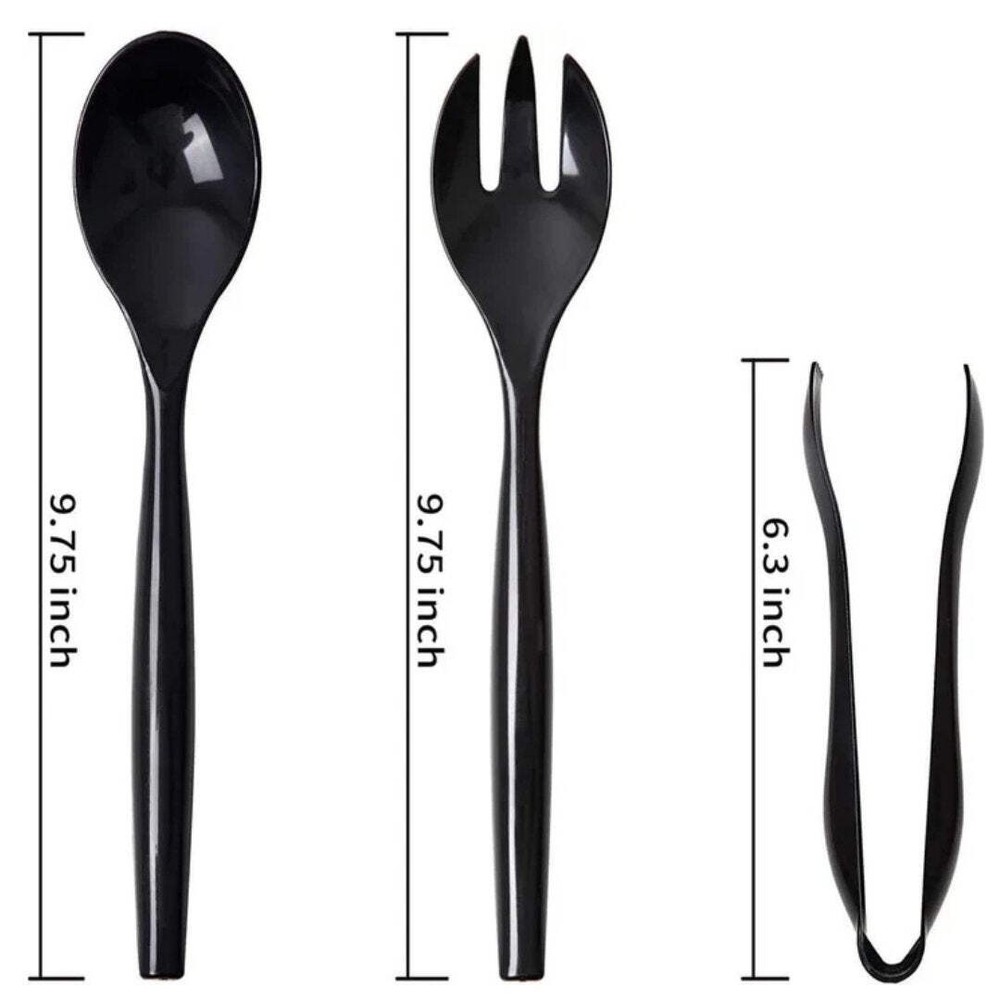 Disposable Black Plastic Heavy Serving Spoons - 3 Pack