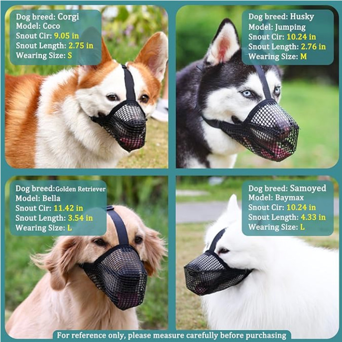 Mayerzon Dog Muzzle, Mesh Muzzle for XSmall Dog, Covered Mouth Guard Adjustable