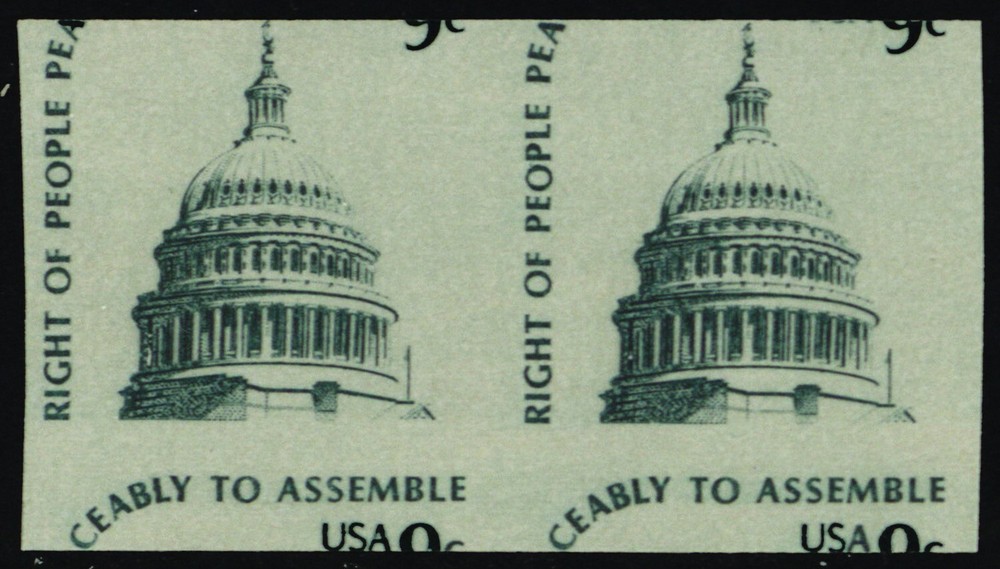1616a, Mint NH 9¢ - Miscut Imperforate Pair Error -- Stuart Katz