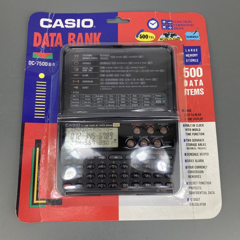 Vintage Casio 500 Data Items Electronic Data Bank DC-7500 NIP