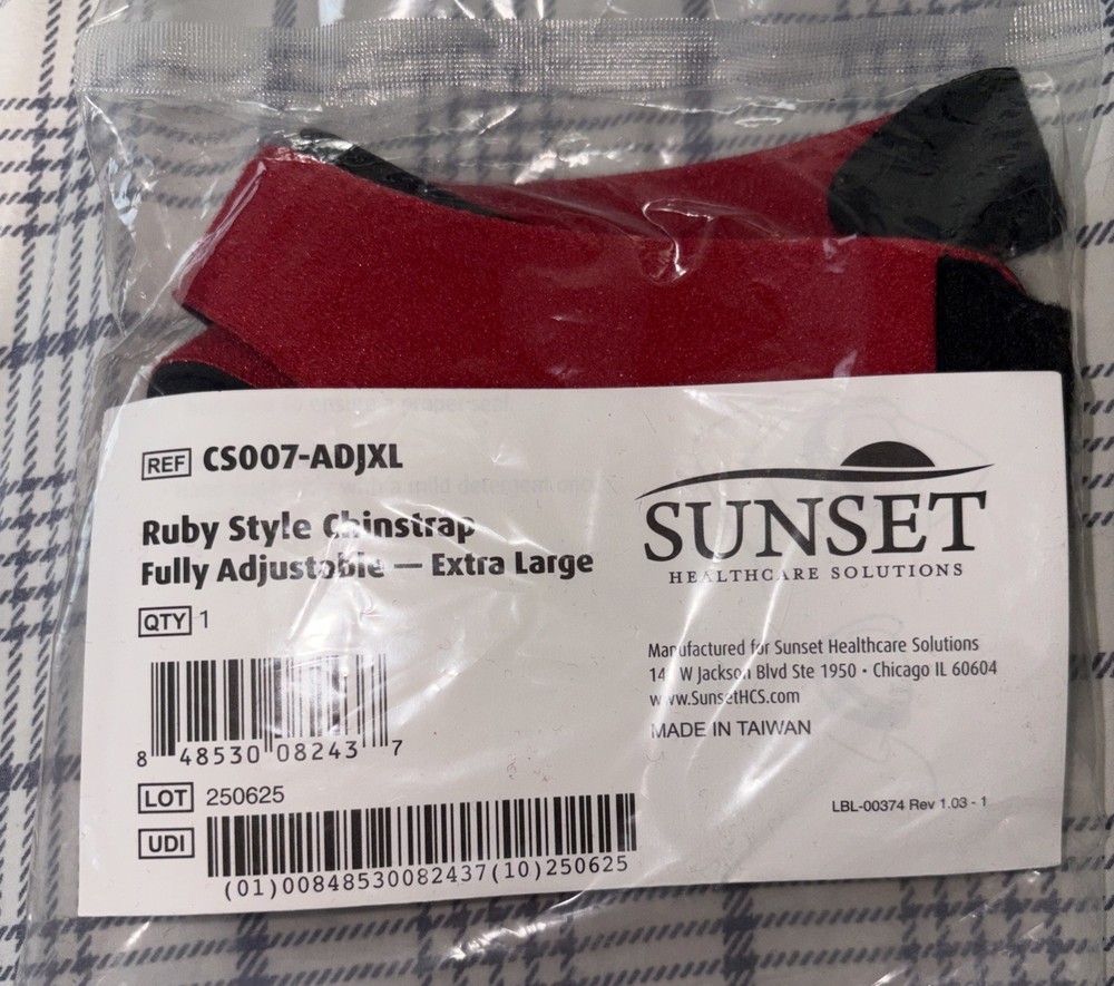 Sunset Ruby Style CPAP Chin Strap, Fully Adjustable, XL