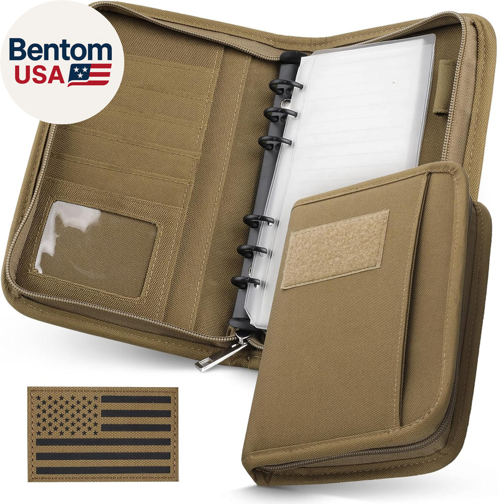 Tactical Notebook Padfolio Ring Binder - Refillable 6-Ring A6 Binder, Zip Hardco