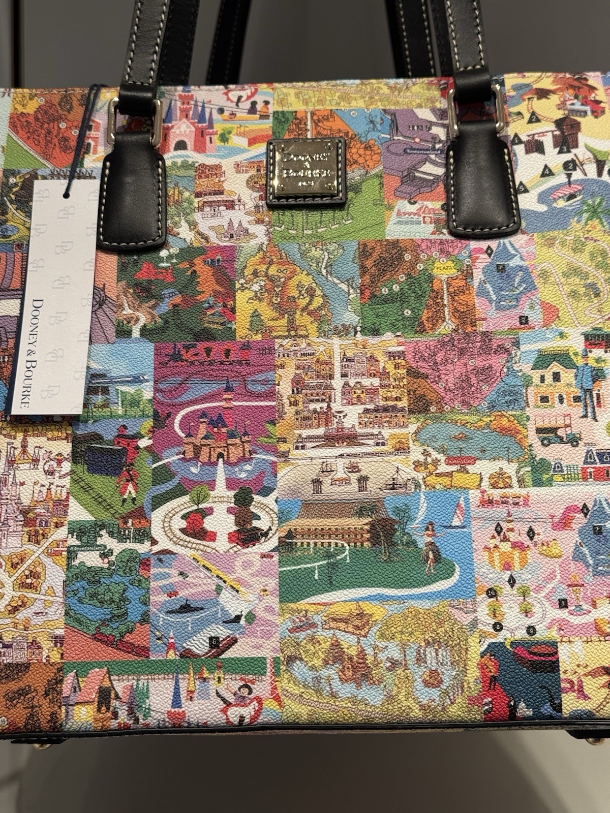 2026 Disney Parks Dooney & Bourke Vintage Park Map Icons Tote Bag NWT!