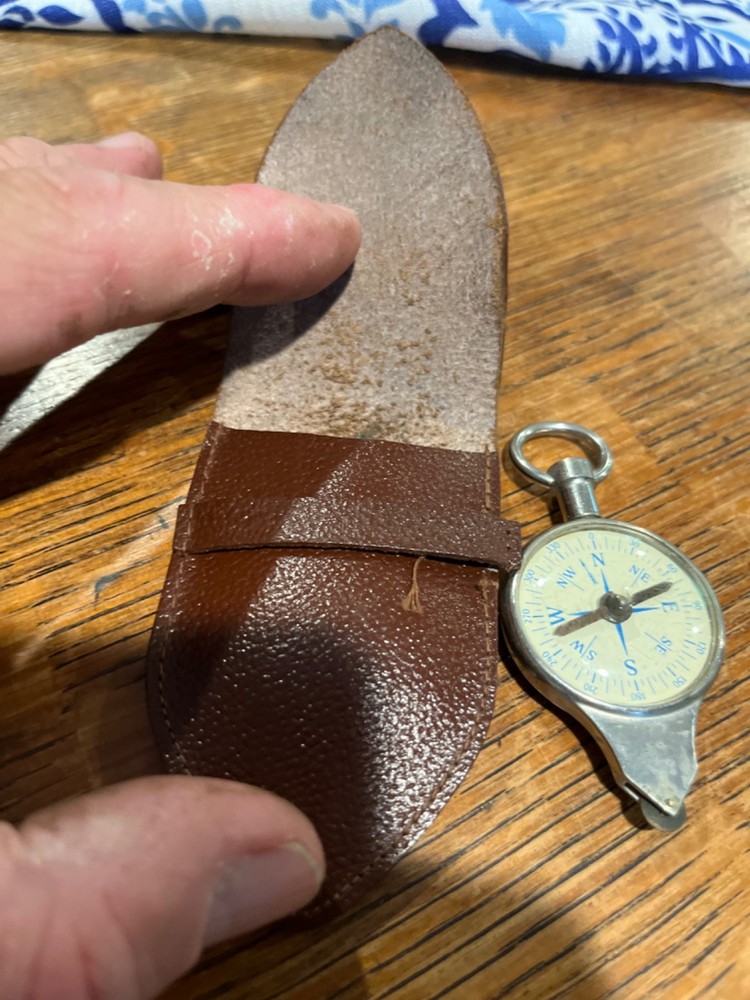 Map Measure OPISOMETER & COMPASS Leather Pouch - broken strap