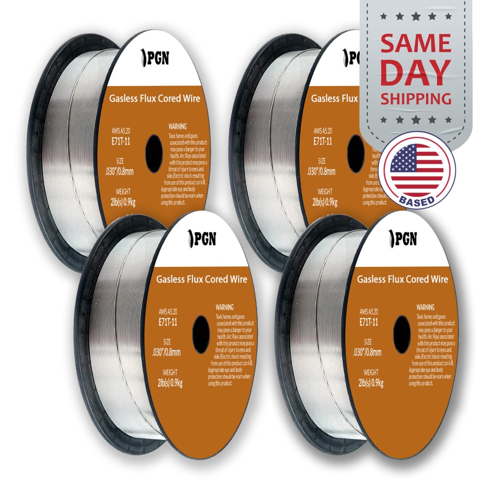 (4 x 2-Lb Spools) E71T-11 .030" Flux Core Welding Wire - Gasless Mild Steel MIG