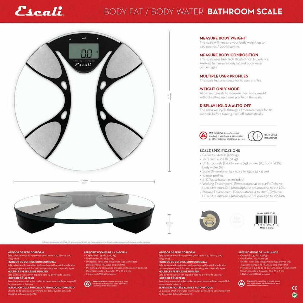 Escali Ultra Slim Body Composition Scale BFBW180