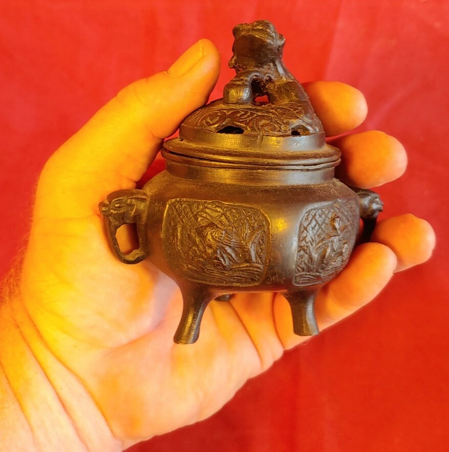 Antique Old Vintage Asian Bronze Incense Burner
