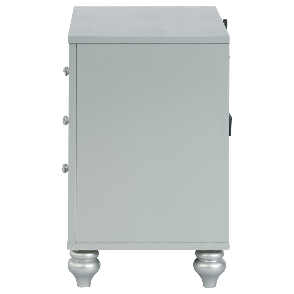 Silver Metallic 2-drawer Nightstand