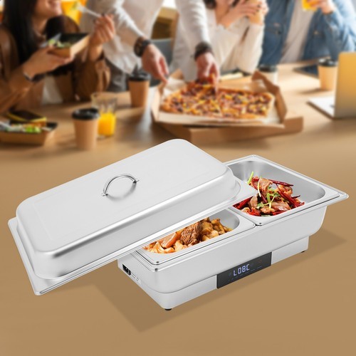 9L 2-Compartments Electric Food Warmer with Temperature Control for Buffets
