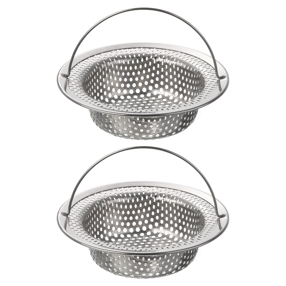 2Pcs Kitchen Sink Strainer 4.33" OD x 3.15" ID x 1.18" Depth Silver