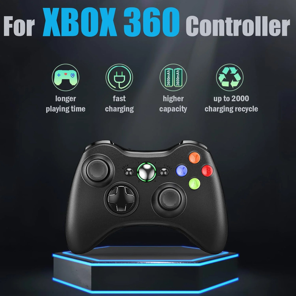 2 Pack 3600mAh Rechargeable Battery Pack for Xbox 360 Controller