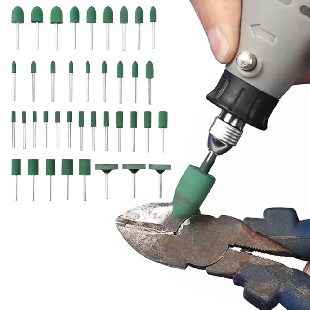 Eyech 39 Pcs Rubber Polishing Drill Bits,Green Buffer Abrasive Bits Green