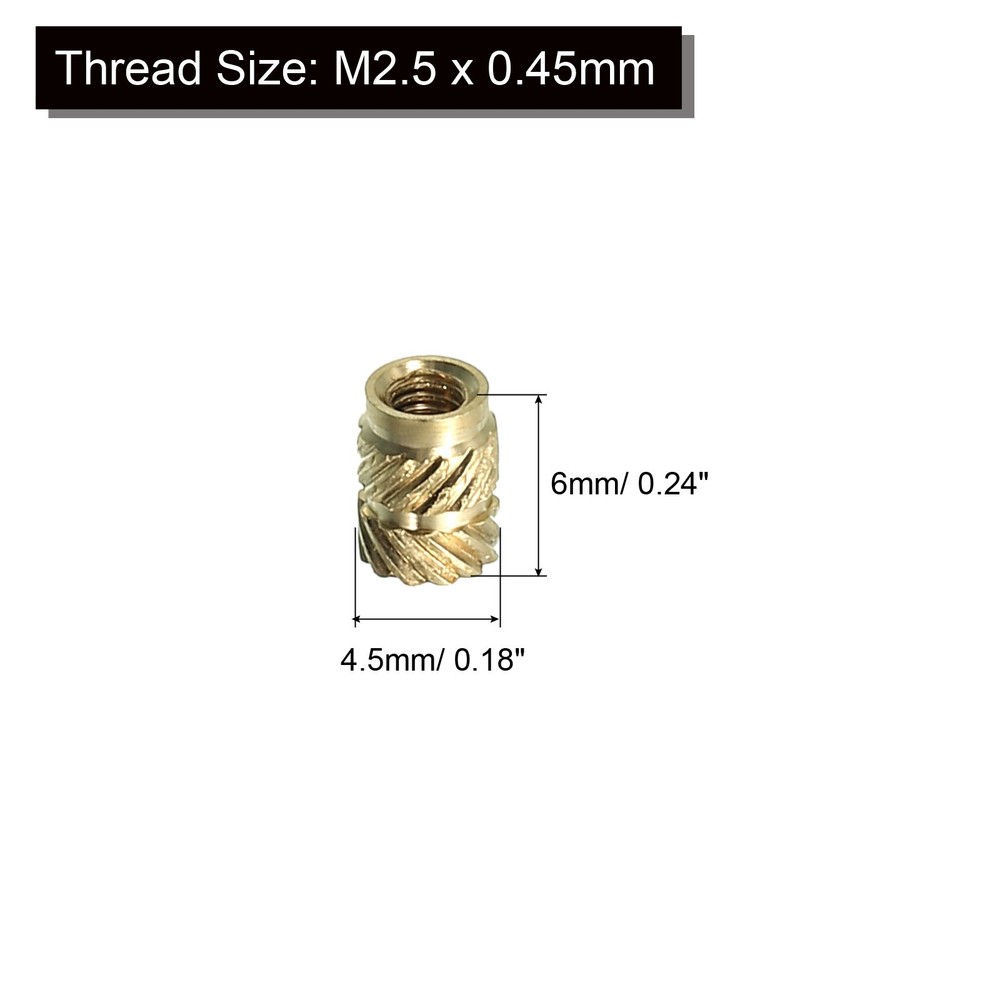 70pcs M2.5 Threaded Inserts Metric Knurled Nuts Brass Heat-Set Inserts