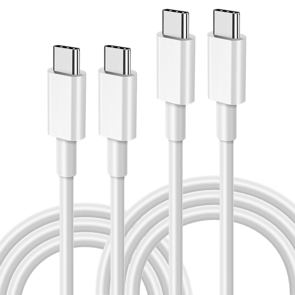 2 Pack USB C to C Cable,3FT Type C C Cord for Apple,60W White