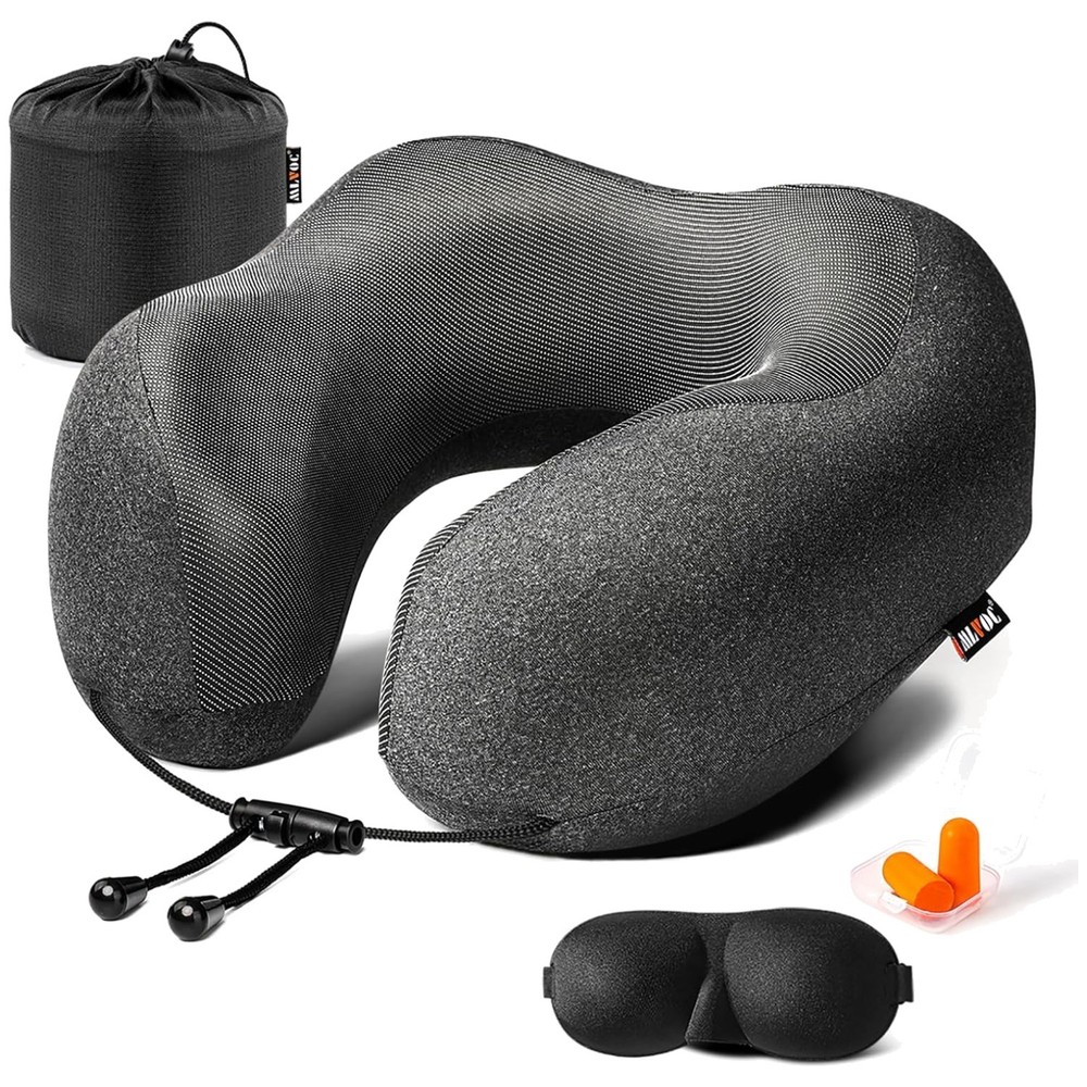 Adjustable Memory Foam Neck Pillow Bundle