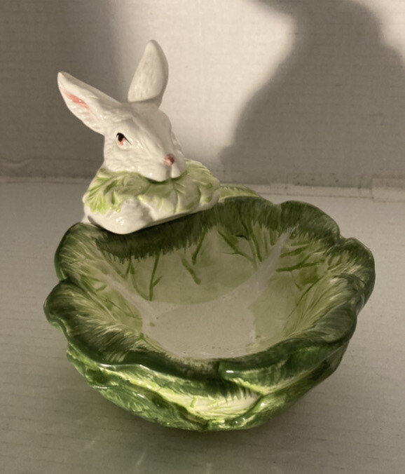 Department 56 Beautiful White Rabbit Candy Dish Easter Decor