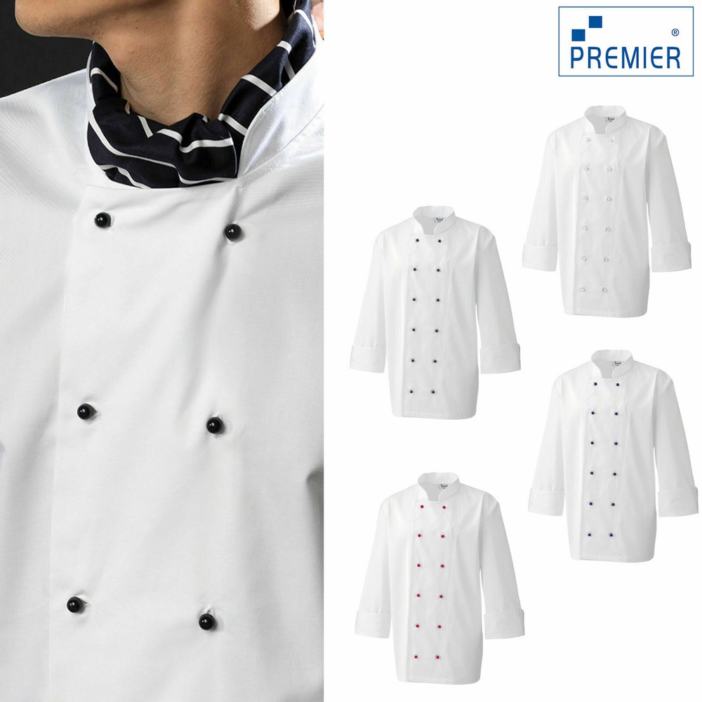 Chefs Jacket Studs Adults Kitchen Cooking Work Wear Jacket Premier Chef's Studs