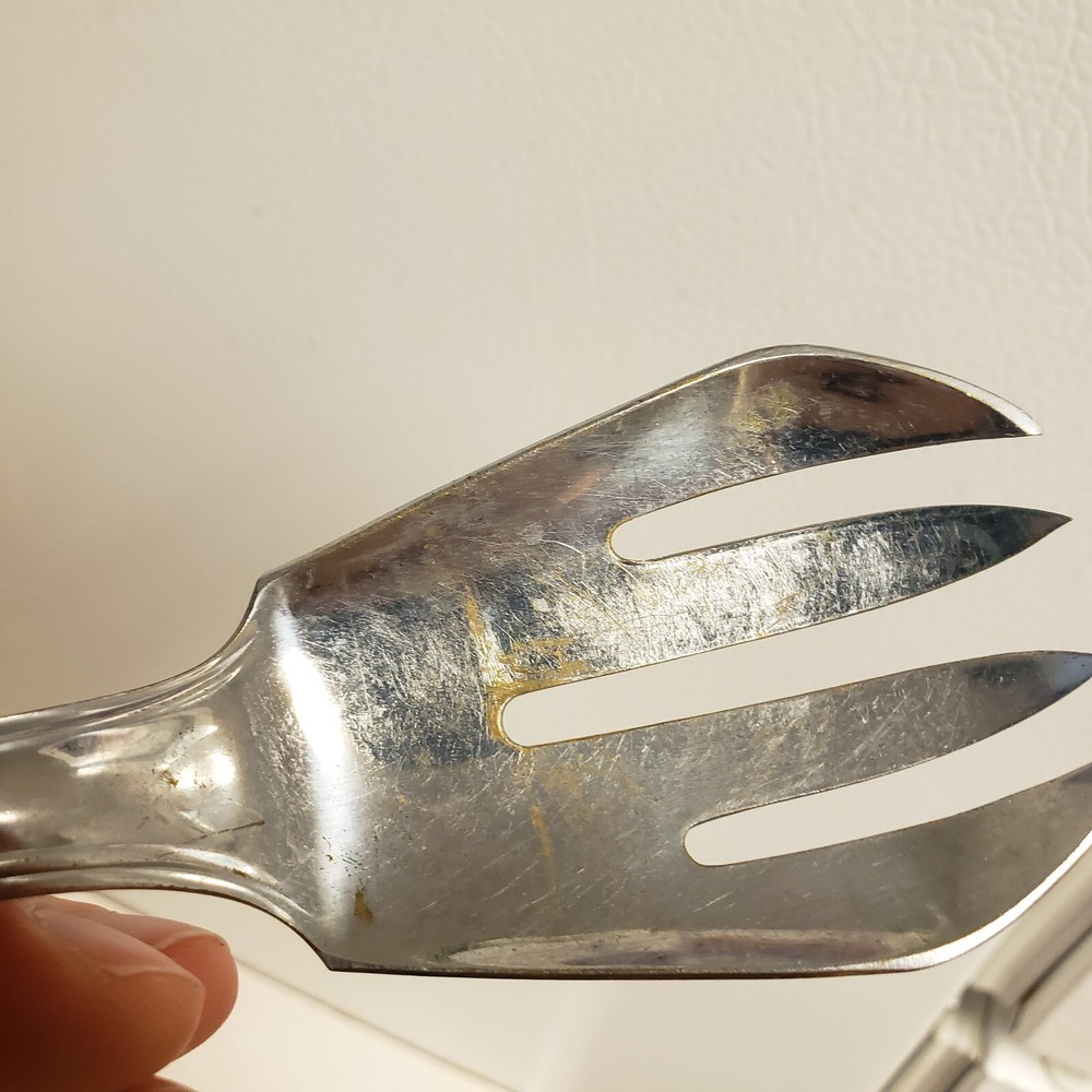 Vintage Butterscotch Bakelite / Catalin Handle Serving Fork 8.5in MCM Kitsch