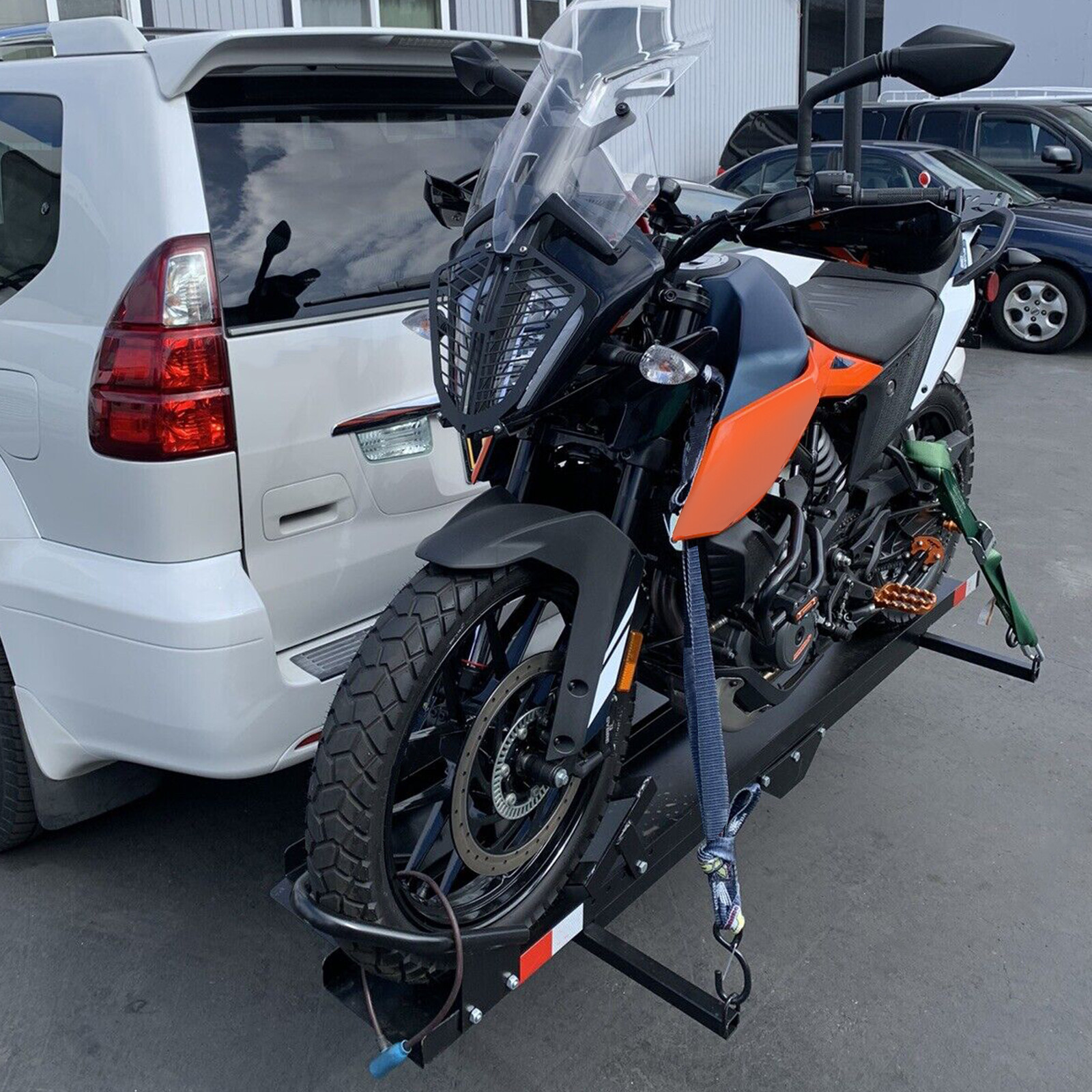 8" Motorcycle Carrier Hitch Rack Mount Dirt Bike Trailer Hitch w/ /Loading Ramp