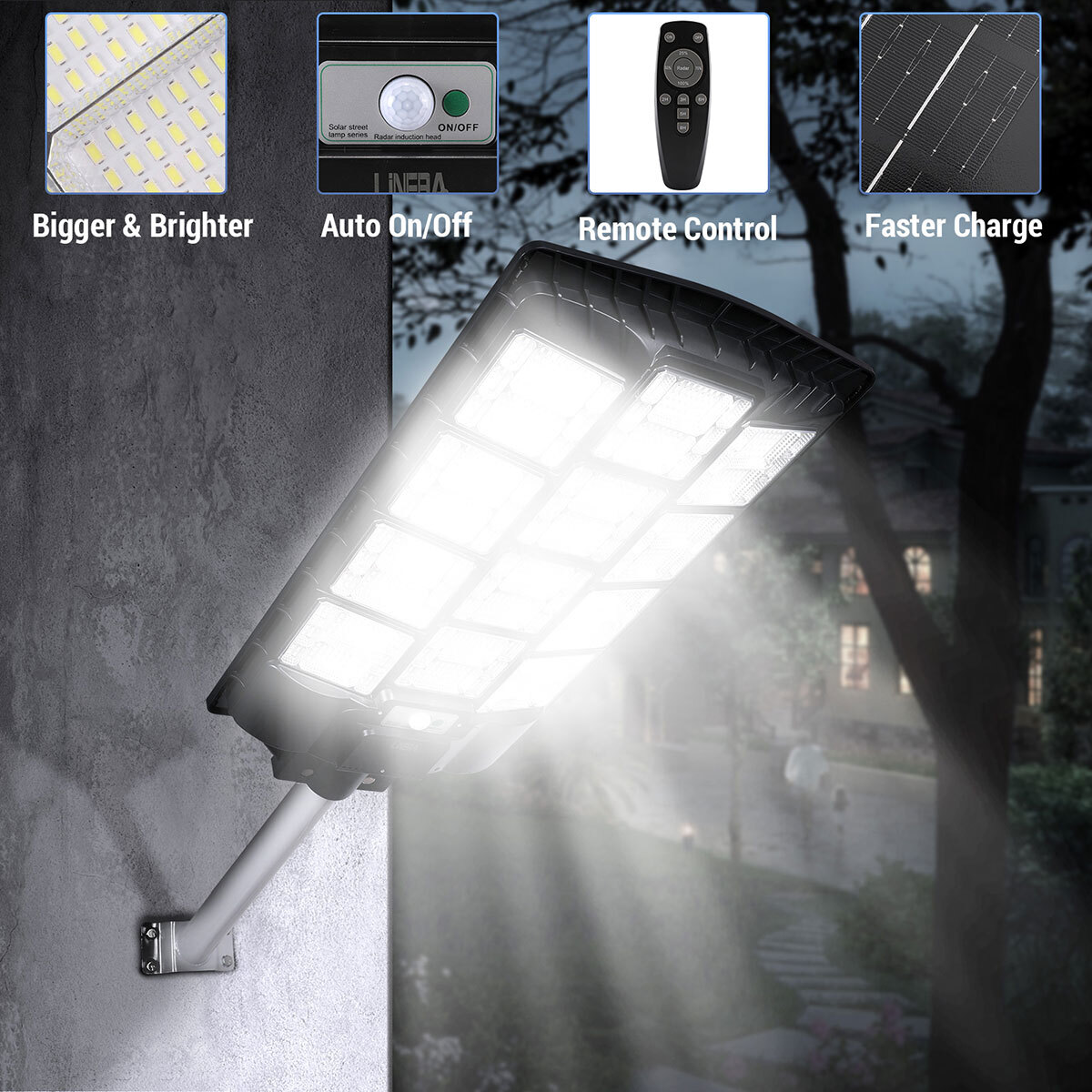 8700W Lamparas Luz Led Focos Solares Luces Exterior Para Patio Sensor De light