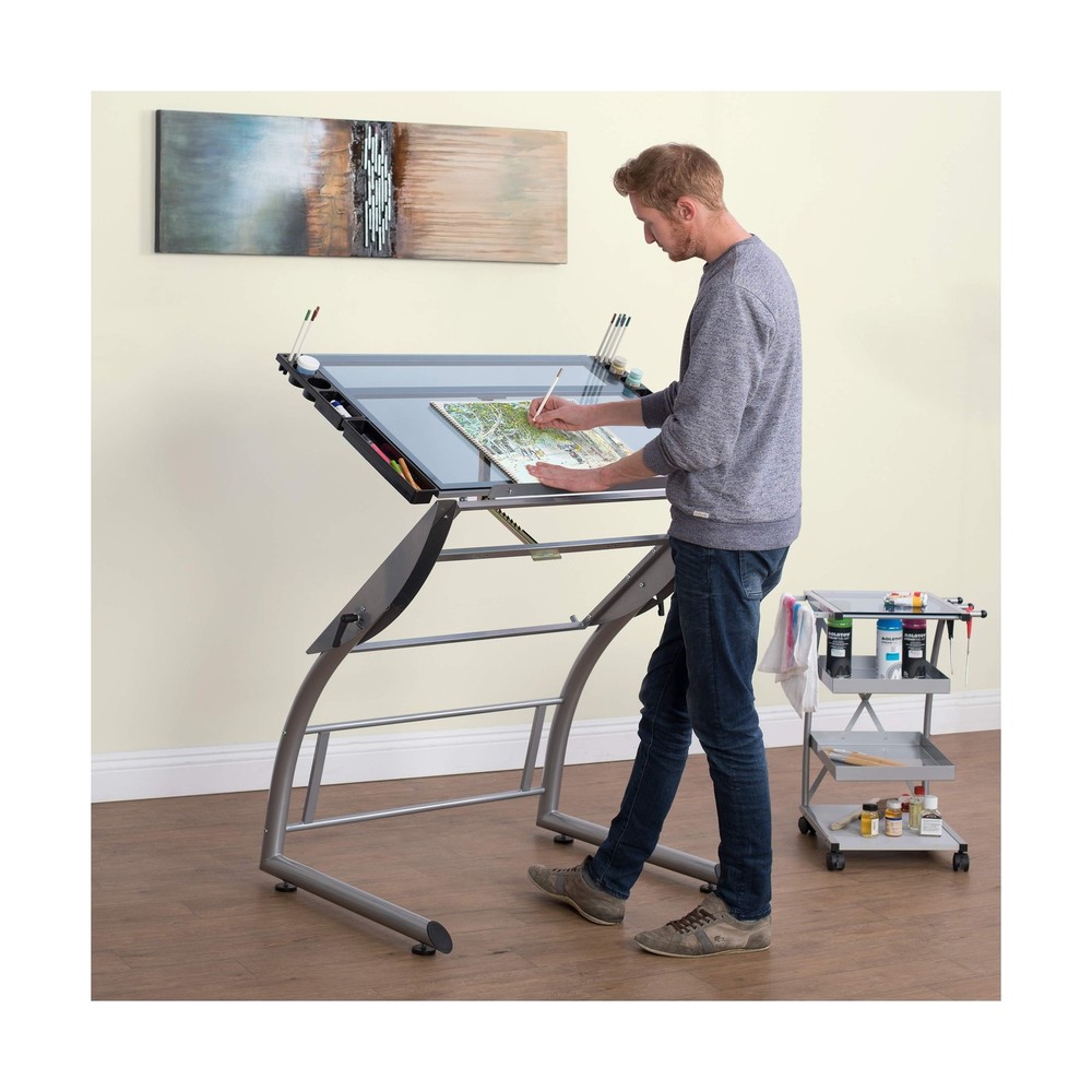 SD STUDIO DESIGNS Triflex Drawing Table, Sit to Stand Up Adjustable Office Ho...