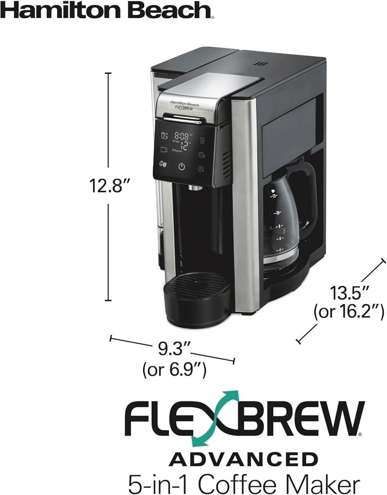 Hamilton Beach FlexBrew Advanced 5-in-1 12 Cup Drip Coffee Maker & Single Serve