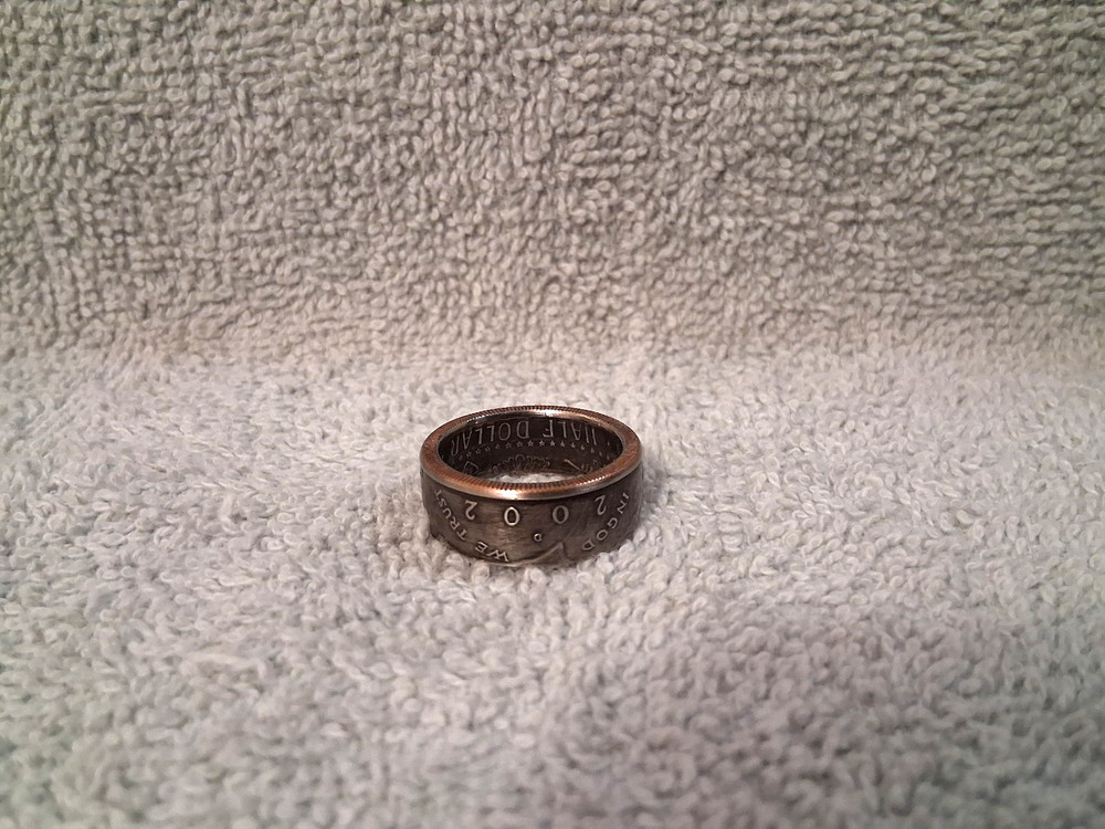2002  Kennedy Half Dollars  size 9 -1/2 coin ring  handmade mixed metals