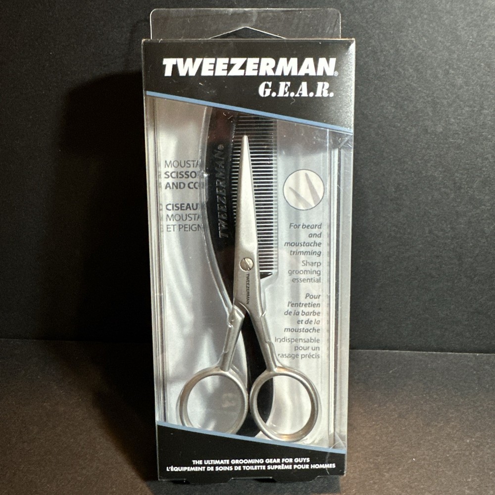 Tweezerman Moustache Scissors and Comb 72031-MG