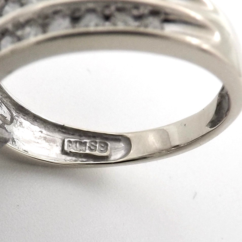 Solid 14k White Gold Double Row Natural Diamond Wedding Ring Channel Setting